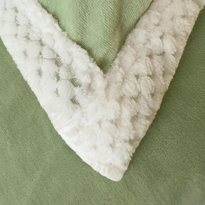 91家纺网 家纺一手货源 找家纺 琪格格纺织 2025新款全消光包边立体简约清新雕花绒四件套 包边绒 繁星闪耀绿