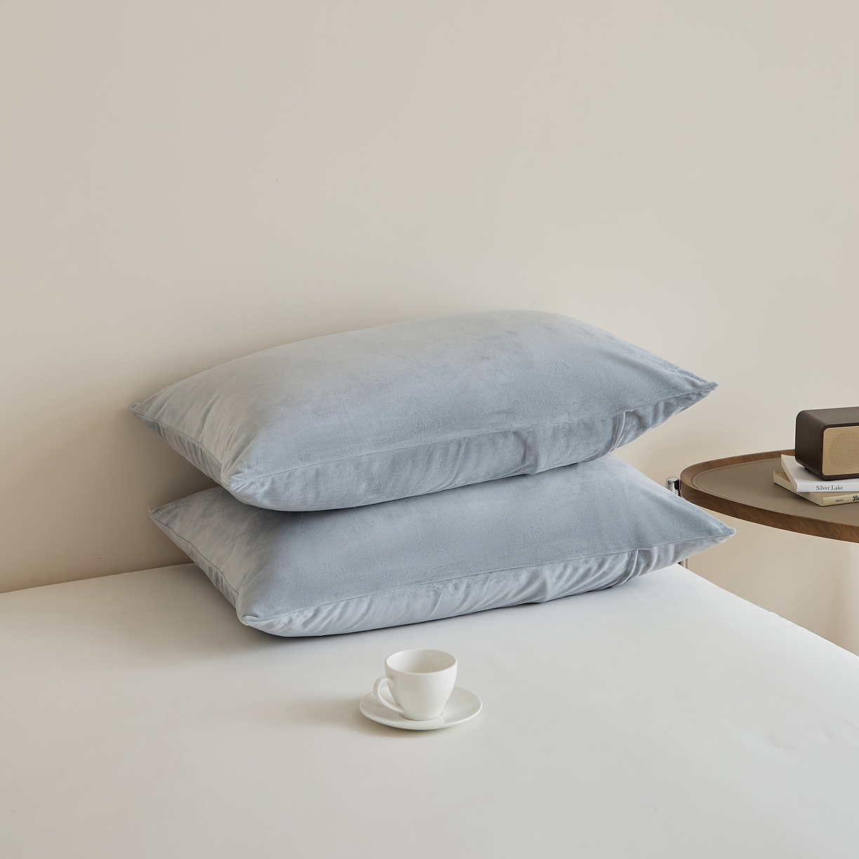 91家纺网 家纺一手货源 找家纺 EH家居 2025新款七度灰宝宝绒枕套系列 积云灰