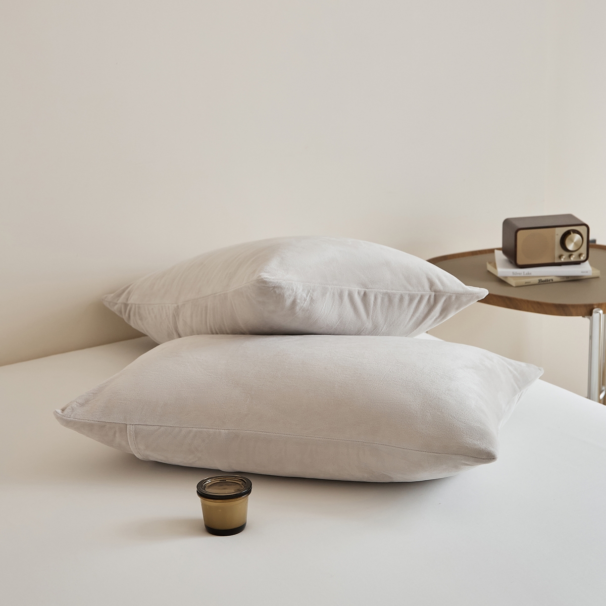 91家纺网 家纺一手货源 找家纺 EH家居 2025新款七度灰宝宝绒枕套系列 浅烟灰