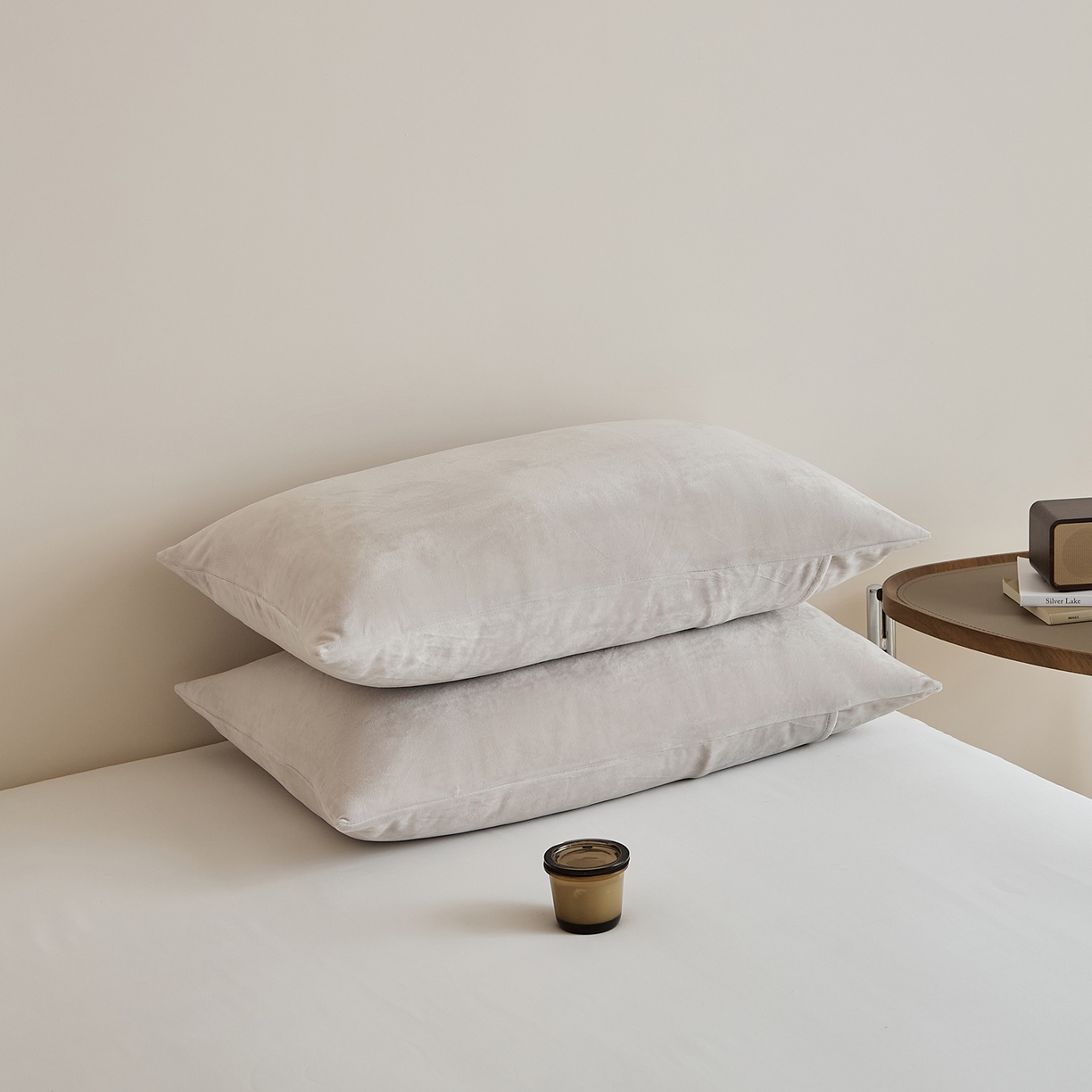 91家纺网 家纺一手货源 找家纺 EH家居 2025新款七度灰宝宝绒枕套系列 浅烟灰