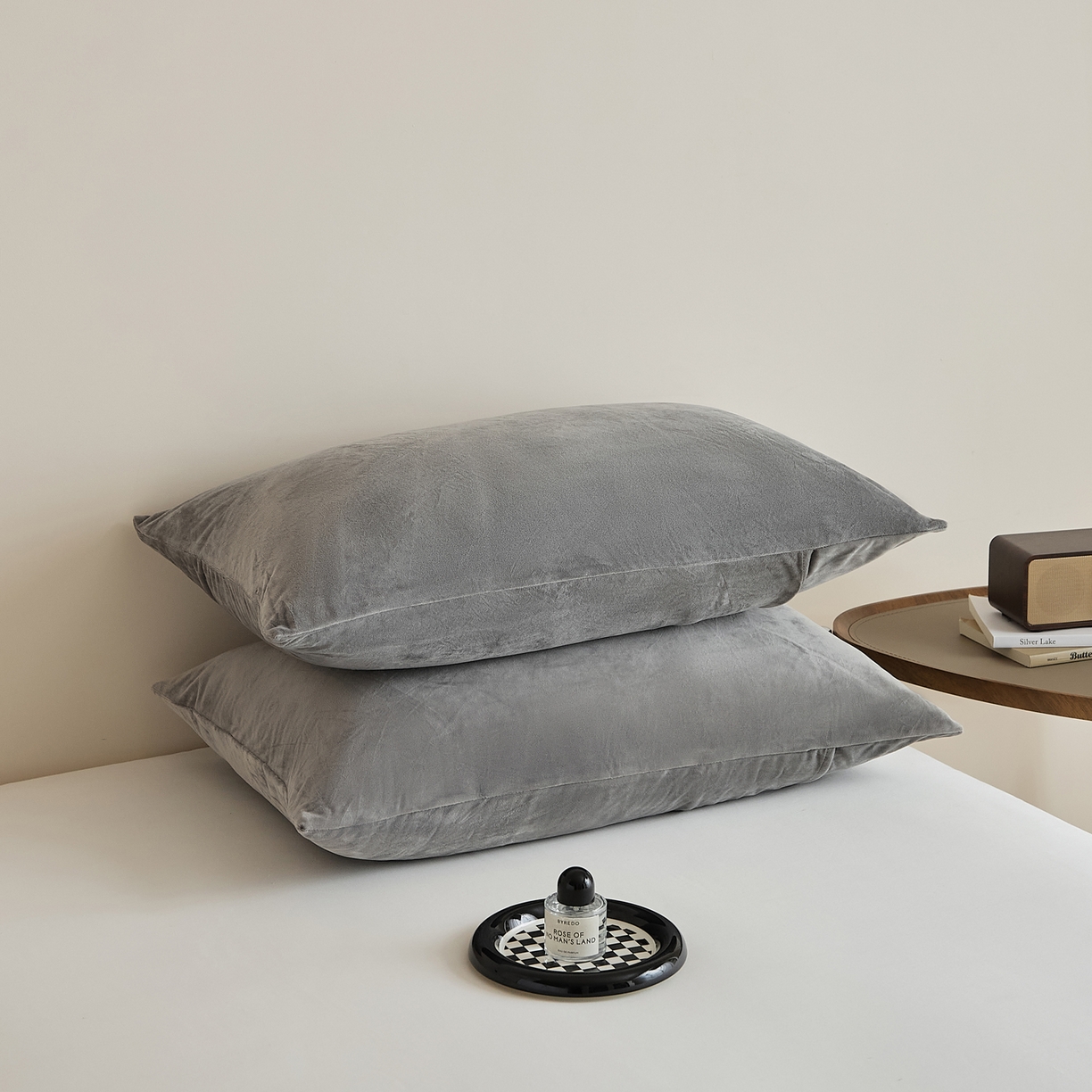 91家纺网 家纺一手货源 找家纺 EH家居 2025新款七度灰宝宝绒枕套系列 苏丹灰