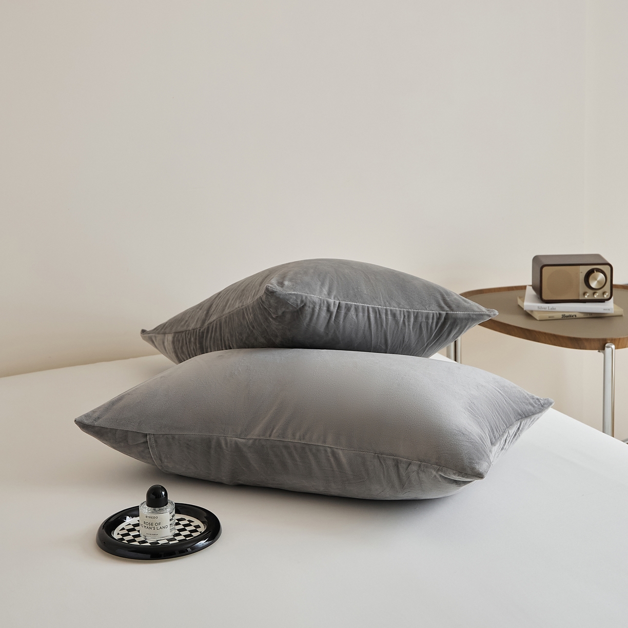 91家纺网 家纺一手货源 找家纺 EH家居 2025新款七度灰宝宝绒枕套系列 苏丹灰