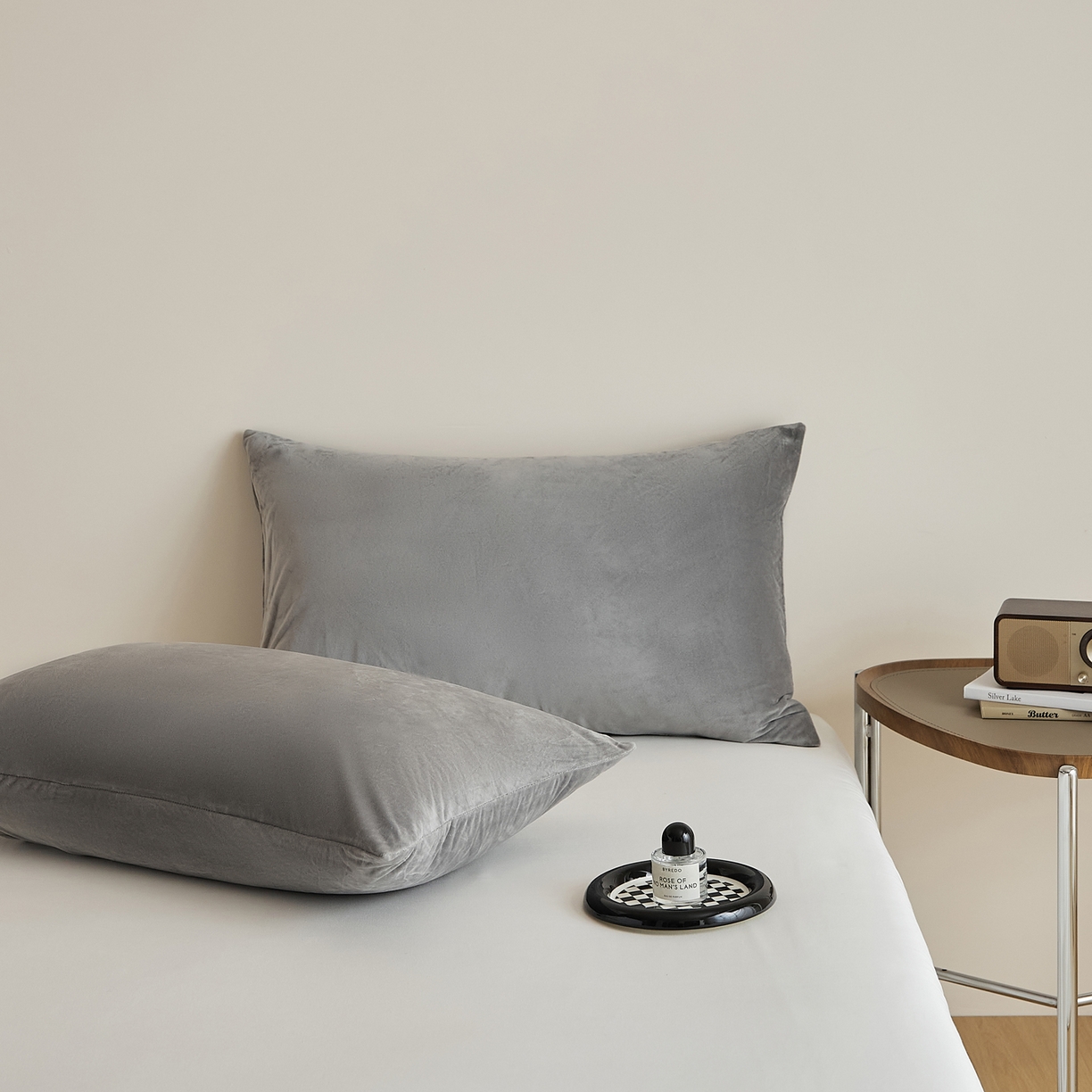 91家纺网 家纺一手货源 找家纺 EH家居 2025新款七度灰宝宝绒枕套系列 苏丹灰