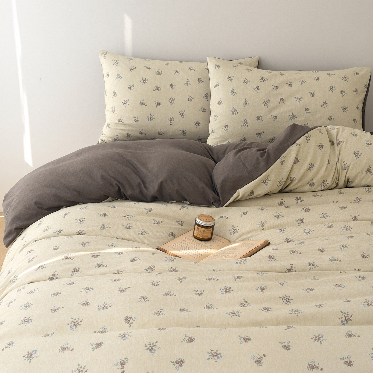 91家纺网 家纺一手货源 找家纺 竹合家纺 2025秋冬新款加厚磨毛色织暖绒系列针织四件套高克重 春见