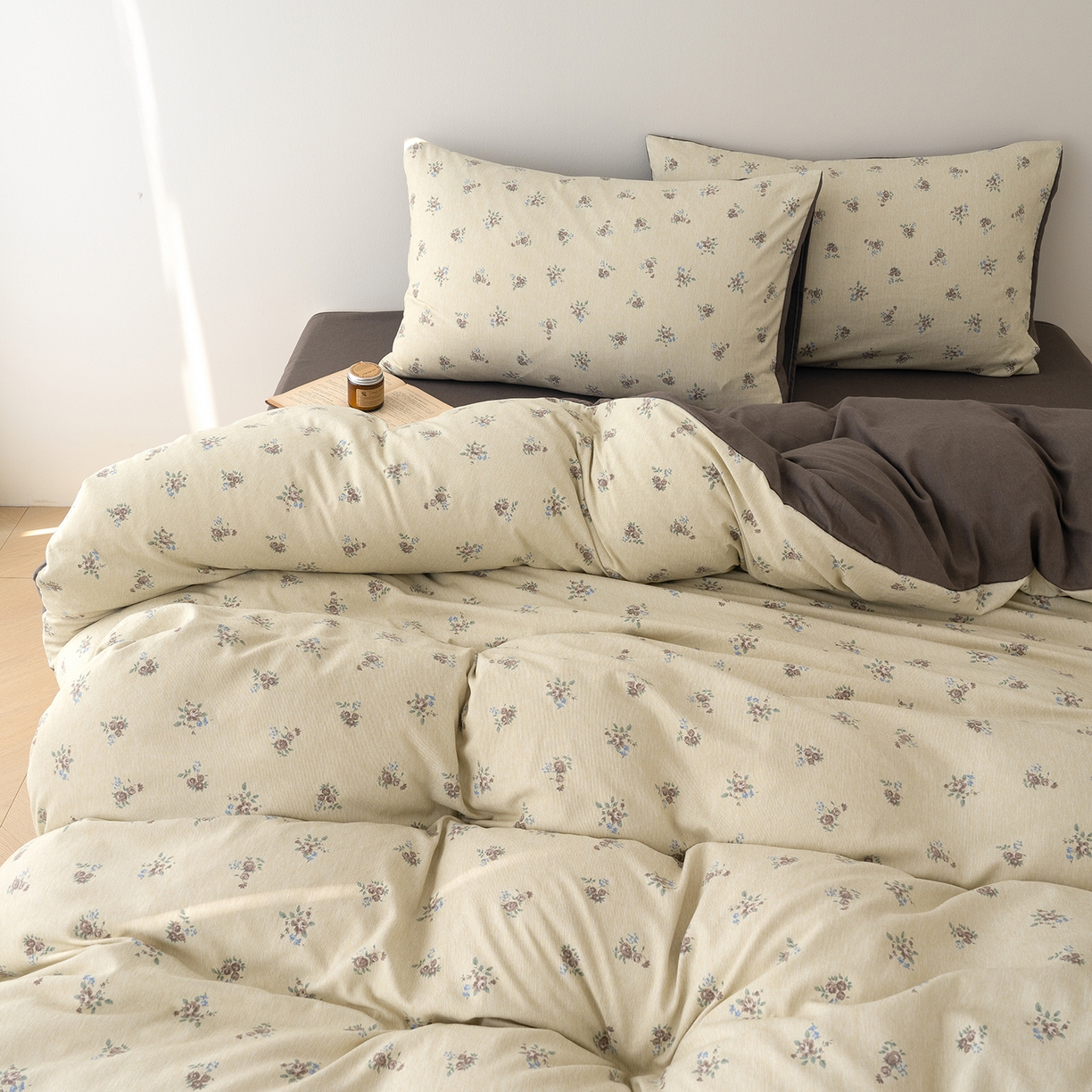 91家纺网 家纺一手货源 找家纺 竹合家纺 2025秋冬新款加厚磨毛色织暖绒系列针织四件套高克重 春见