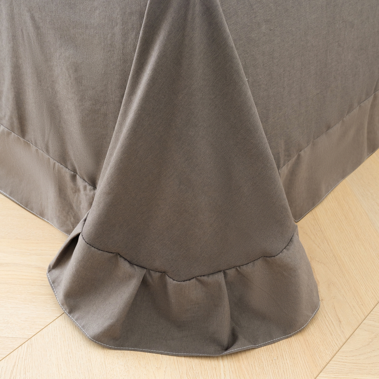 91家纺网 家纺一手货源 找家纺 竹合家纺 2025秋冬新款加厚磨毛色织暖绒系列针织四件套高克重 绅士灰