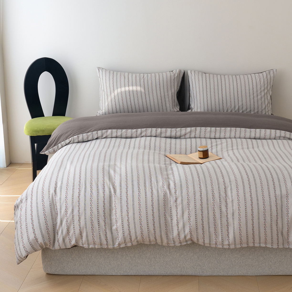 91家纺网 家纺一手货源 找家纺 竹合家纺 2025秋冬新款加厚磨毛色织暖绒系列针织四件套高克重 绅士灰