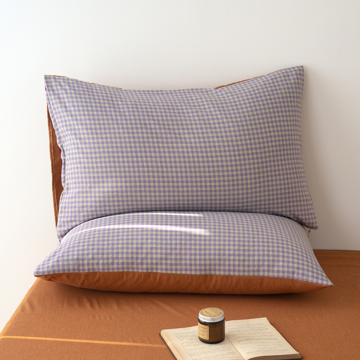 91家纺网 家纺一手货源 找家纺 竹合家纺 2025秋冬新款加厚磨毛色织暖绒系列针织四件套高克重 格调橙