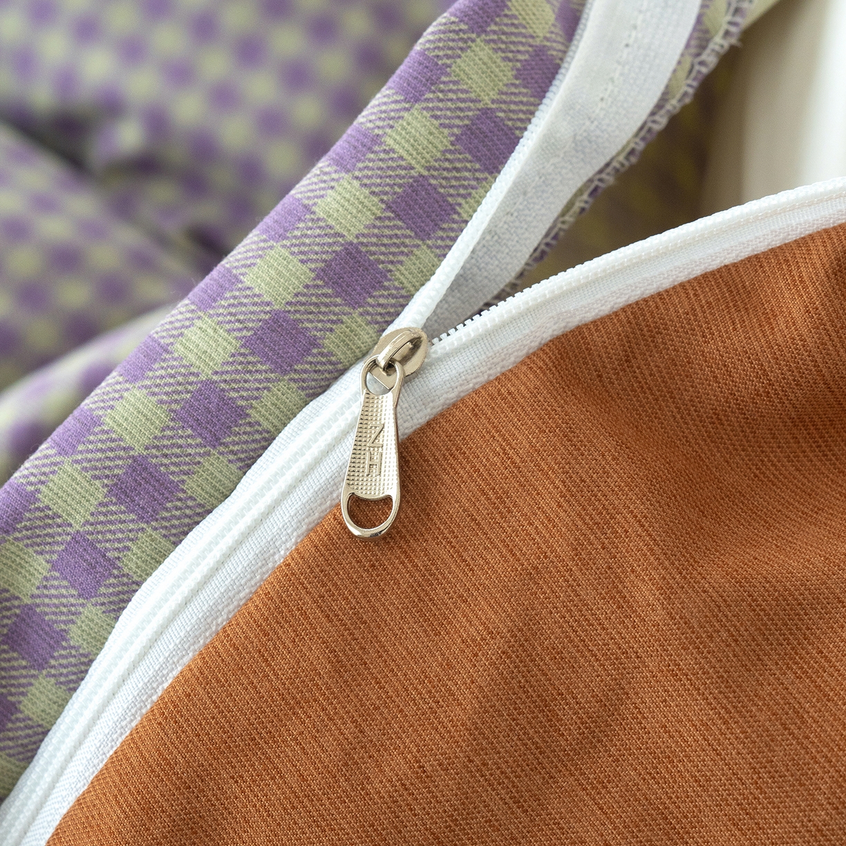 91家纺网 家纺一手货源 找家纺 竹合家纺 2025秋冬新款加厚磨毛色织暖绒系列针织四件套高克重 格调橙