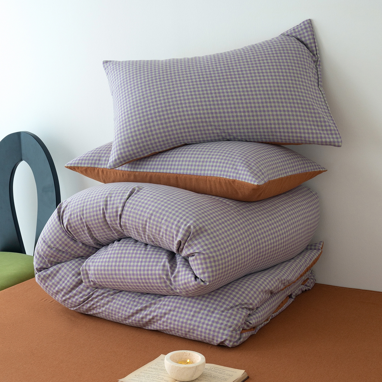 91家纺网 家纺一手货源 找家纺 竹合家纺 2025秋冬新款加厚磨毛色织暖绒系列针织四件套高克重 格调橙