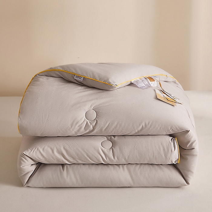 91家纺网 家纺一手货源 找家纺 一诺家居 2025新款子母被提花大豆被拉链二合一子母被双胎四季纤维被芯 棉意子母被 雅致灰