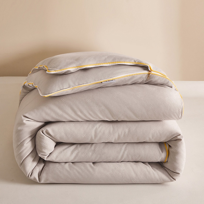 91家纺网 家纺一手货源 找家纺 一诺家居 2025新款子母被提花大豆被拉链二合一子母被双胎四季纤维被芯 棉意子母被 雅致灰