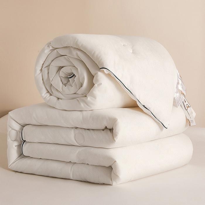 91家纺网 家纺一手货源 找家纺 一诺家居 2025新款子母被提花大豆被拉链二合一子母被双胎四季纤维被芯 棉意子母被 云朵白