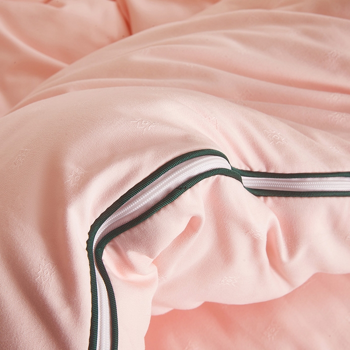 91家纺网 家纺一手货源 找家纺 一诺家居 2025新款子母被提花大豆被拉链二合一子母被双胎四季纤维被芯 棉意子母被 柔感粉