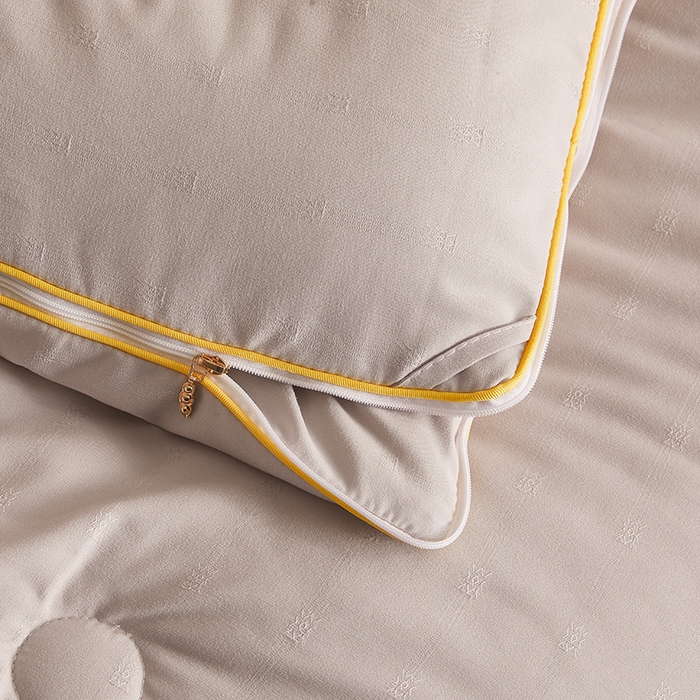 91家纺网 家纺一手货源 找家纺 一诺家居 2025新款子母被提花大豆被拉链二合一子母被双胎四季纤维被芯 棉意子母被 雅致灰