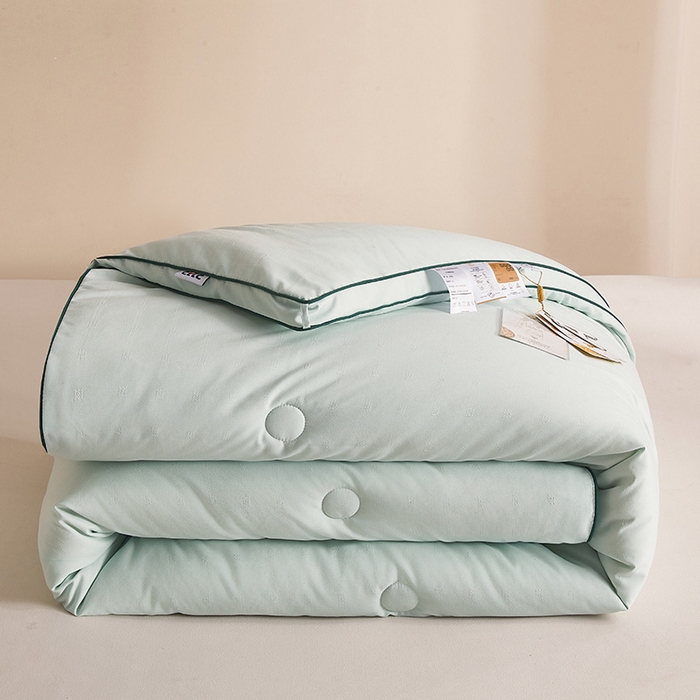 一诺家居 2025新款立体提花大豆被单边冬被学生宿舍单人被褥 棉意 清新绿