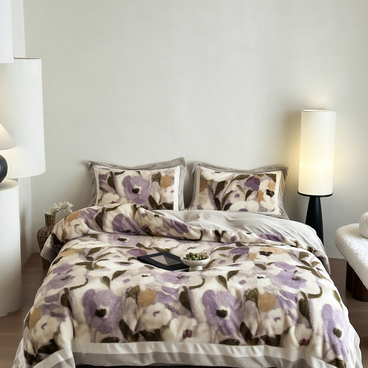 91家纺网 家纺一手货源 找家纺 爱丽丝 2025新款全消光超柔牛奶绒四件套系列1 莫奈花园