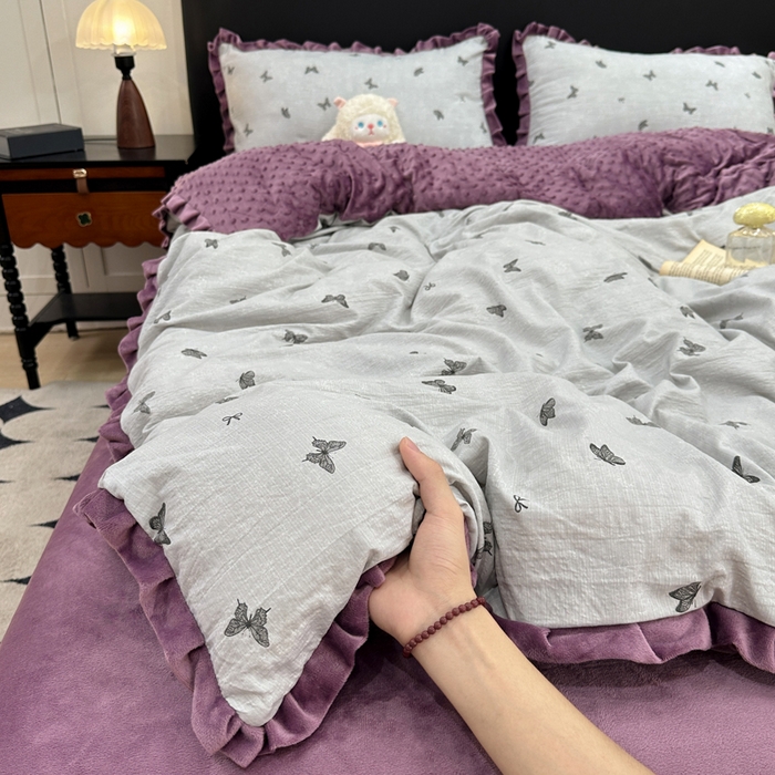 91家纺网 家纺一手货源 找家纺 （总）仟网汇 2025新款保暖舒适棉加绒四件套