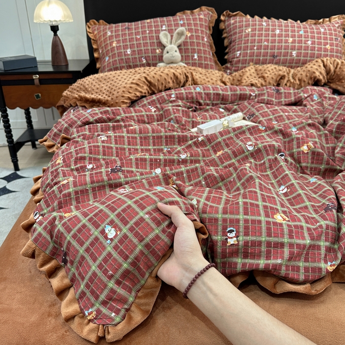 仟网汇 2025新款保暖舒适棉加绒四件套 冬日暖阳