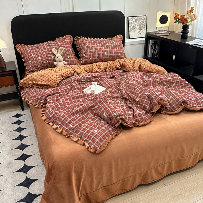 91家纺网 家纺一手货源 找家纺 仟网汇 2025新款保暖舒适棉加绒四件套 冬日暖阳