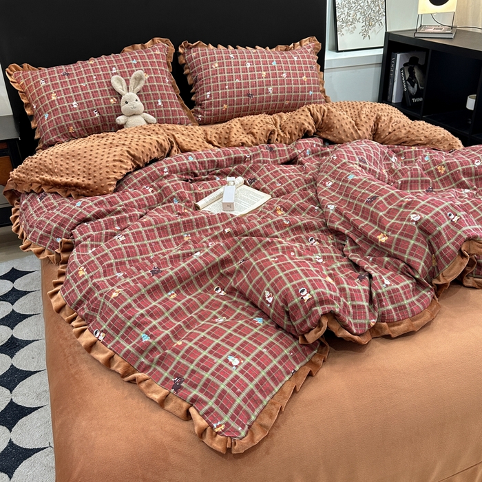 91家纺网 家纺一手货源 找家纺 仟网汇 2025新款保暖舒适棉加绒四件套 冬日暖阳