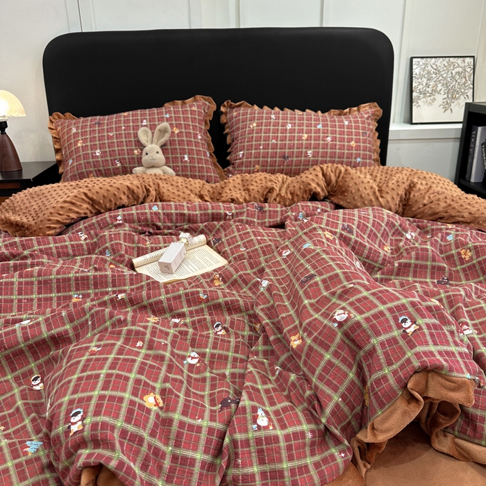 91家纺网 家纺一手货源 找家纺 仟网汇 2025新款保暖舒适棉加绒四件套 冬日暖阳