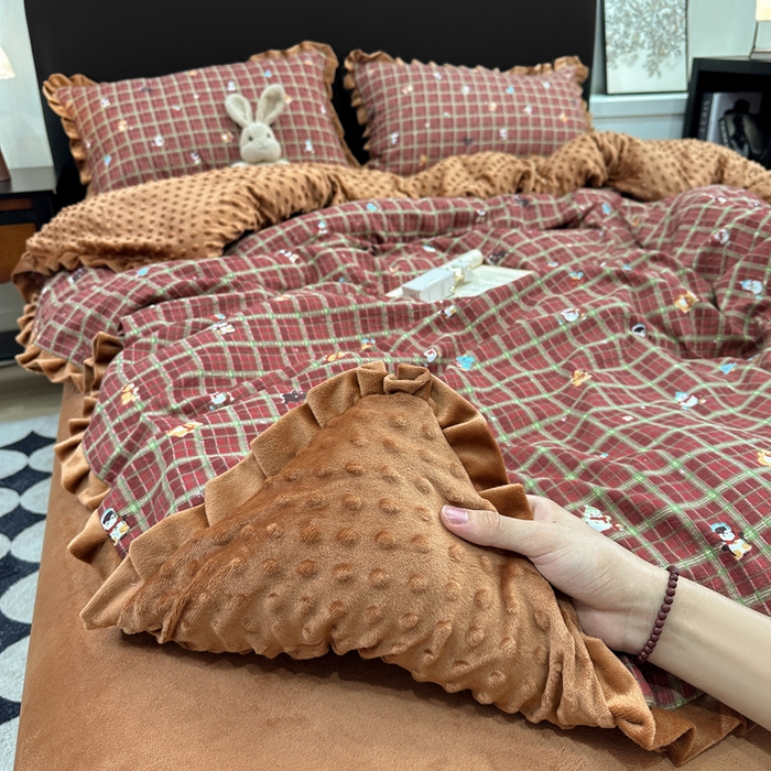 91家纺网 家纺一手货源 找家纺 仟网汇 2025新款保暖舒适棉加绒四件套 冬日暖阳