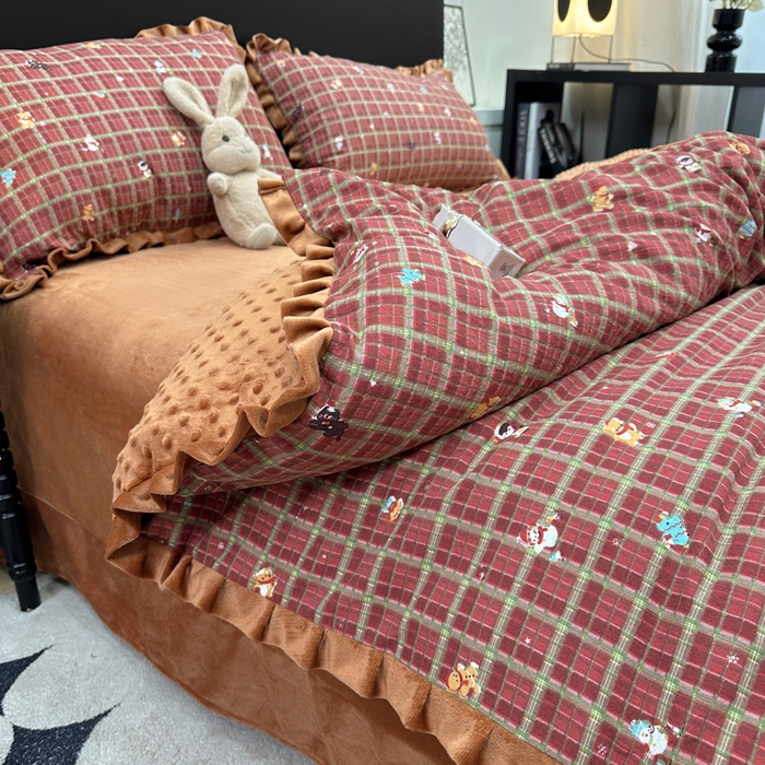 91家纺网 家纺一手货源 找家纺 仟网汇 2025新款保暖舒适棉加绒四件套 冬日暖阳