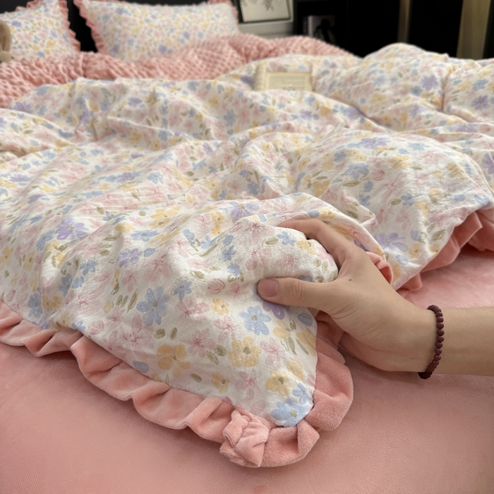 91家纺网 家纺一手货源 找家纺 仟网汇 2025新款保暖舒适棉加绒四件套 花漾