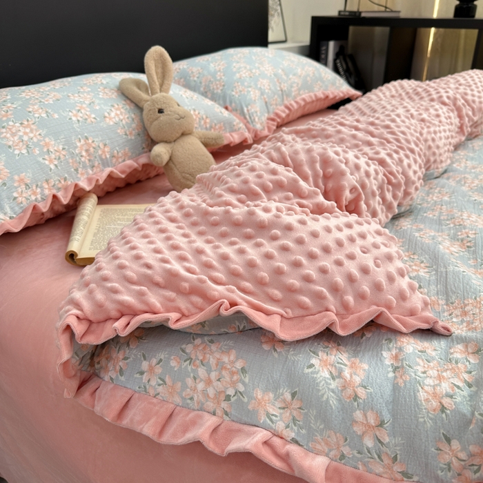 91家纺网 家纺一手货源 找家纺 仟网汇 2025新款保暖舒适棉加绒四件套 兰亭序