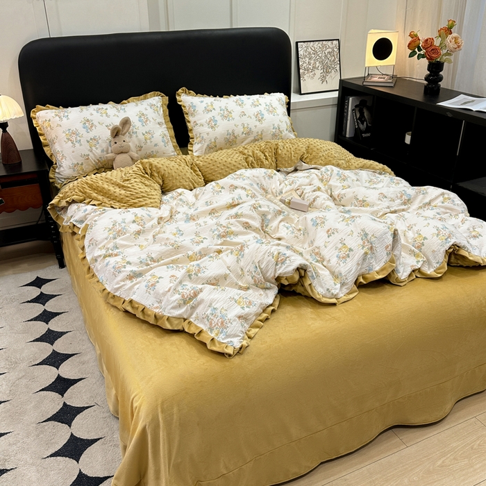 91家纺网 家纺一手货源 找家纺 仟网汇 2025新款保暖舒适棉加绒四件套 兰溪