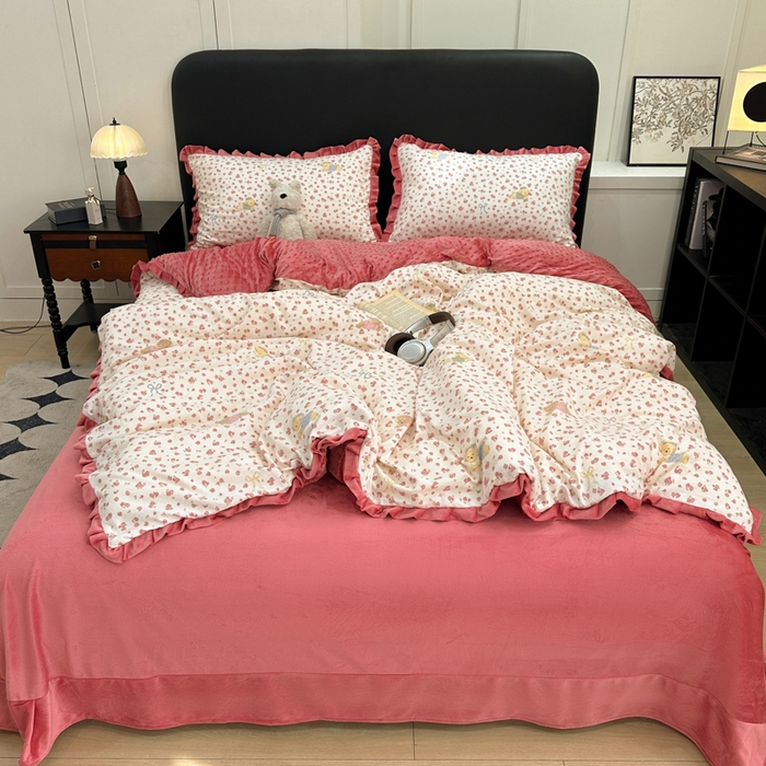 91家纺网 家纺一手货源 找家纺 仟网汇 2025新款保暖舒适棉加绒四件套 曼塔玫瑰