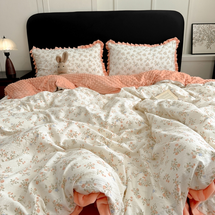 91家纺网 家纺一手货源 找家纺 仟网汇 2025新款保暖舒适棉加绒四件套 闲趣花开