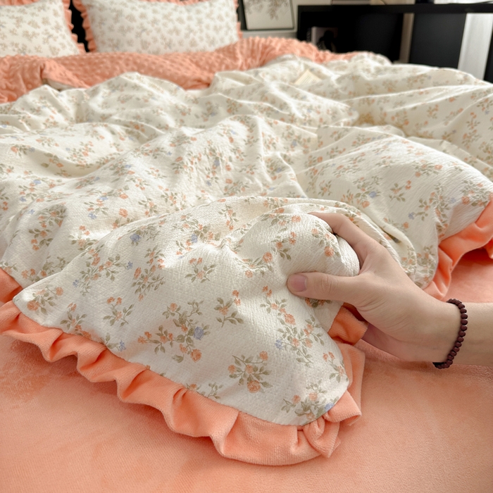 91家纺网 家纺一手货源 找家纺 仟网汇 2025新款保暖舒适棉加绒四件套 闲趣花开