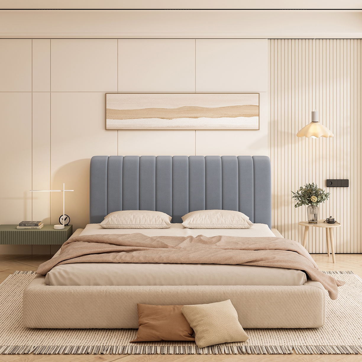 91家纺网 家纺一手货源 找家纺 （总）安力森/诚臻酒店用品 2025新款轻奢竖条肌理床头罩靠背