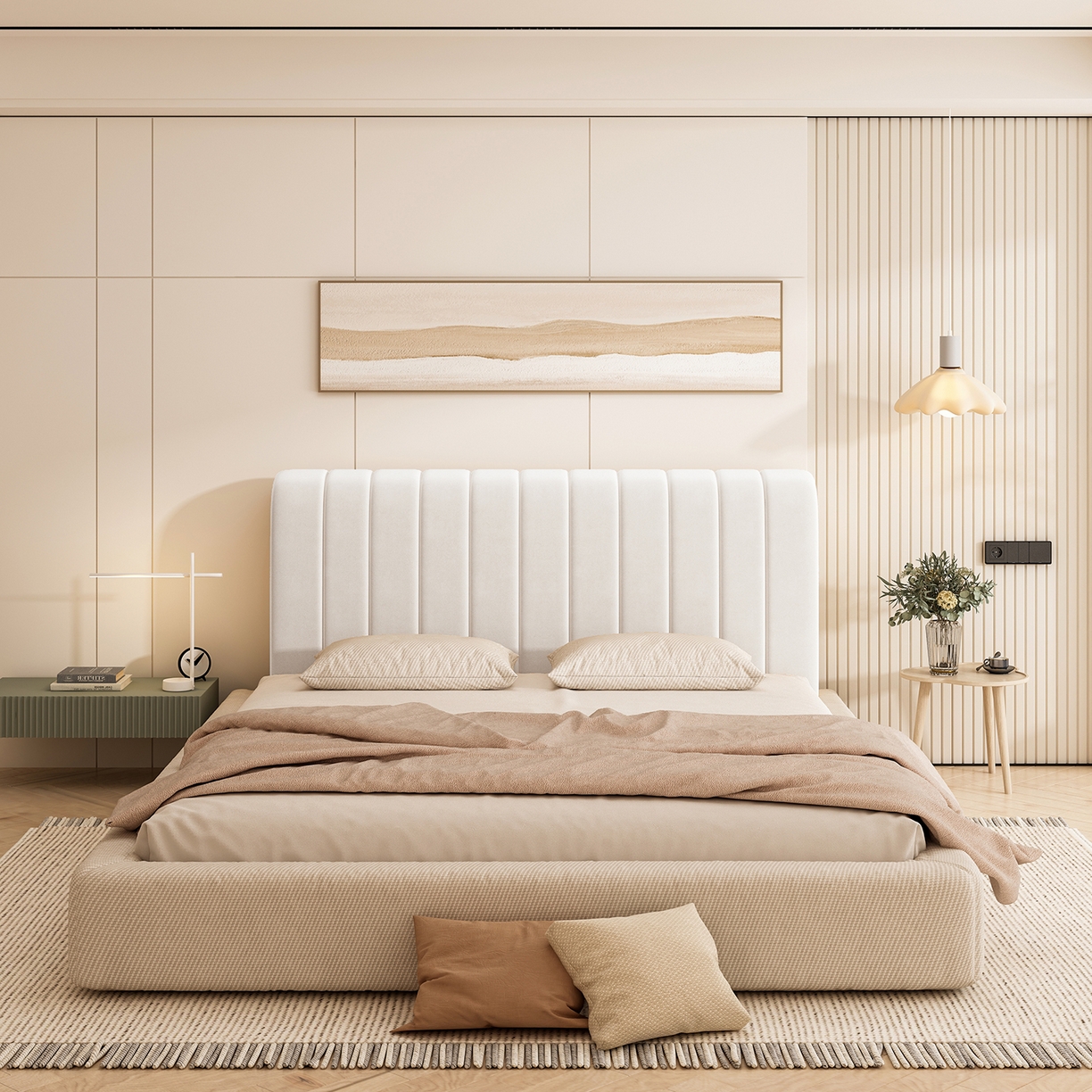 91家纺网 家纺一手货源 找家纺 （总）安力森/诚臻酒店用品 2025新款轻奢竖条肌理床头罩靠背