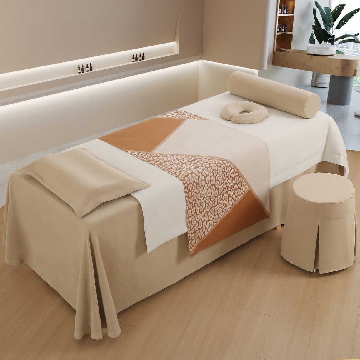 91家纺网 家纺一手货源 找家纺 （总）安力森/诚臻酒店用品 2025新款轻奢美容床罩 美容院专用亲肤理疗床品套件