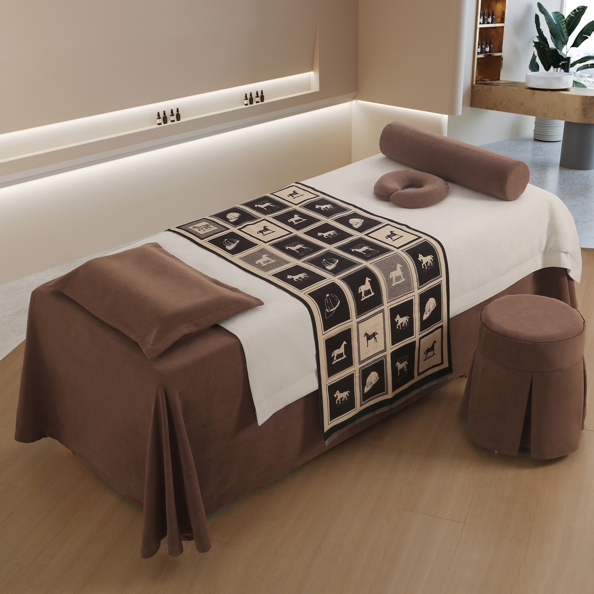 91家纺网 家纺一手货源 找家纺 （总）安力森/诚臻酒店用品 2025新款轻奢美容床罩 美容院专用亲肤理疗床品套件