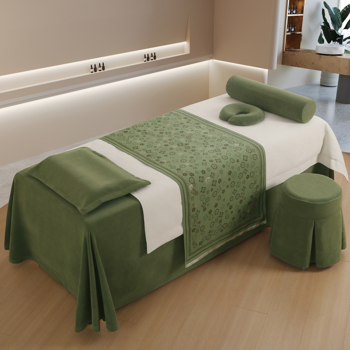 （总）安力森/诚臻酒店用品 2025新款轻奢美容床罩 美容院专用亲肤理疗床品套件