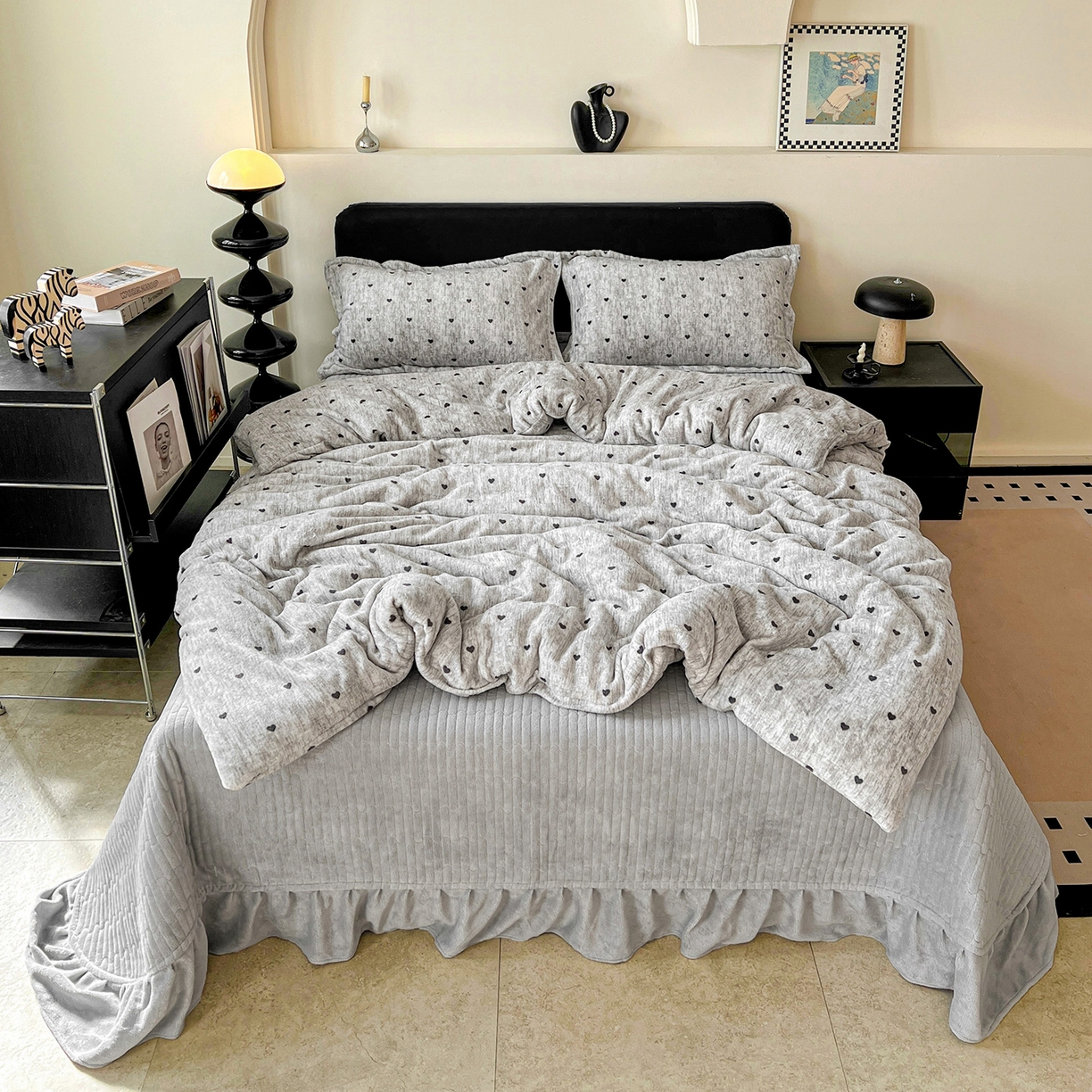 91家纺网 家纺一手货源 找家纺 （总）梦莱斯 2025新款亲肤舒适双面牛奶绒床盖款四件套