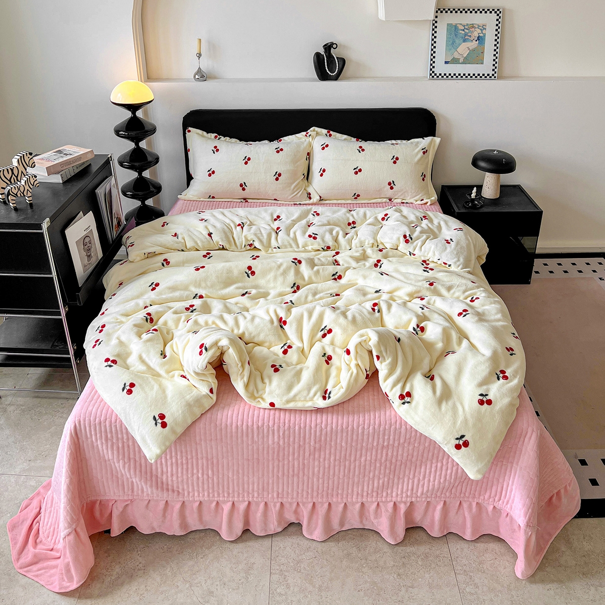 91家纺网 家纺一手货源 找家纺 （总）梦莱斯 2025新款亲肤舒适双面牛奶绒床盖款四件套