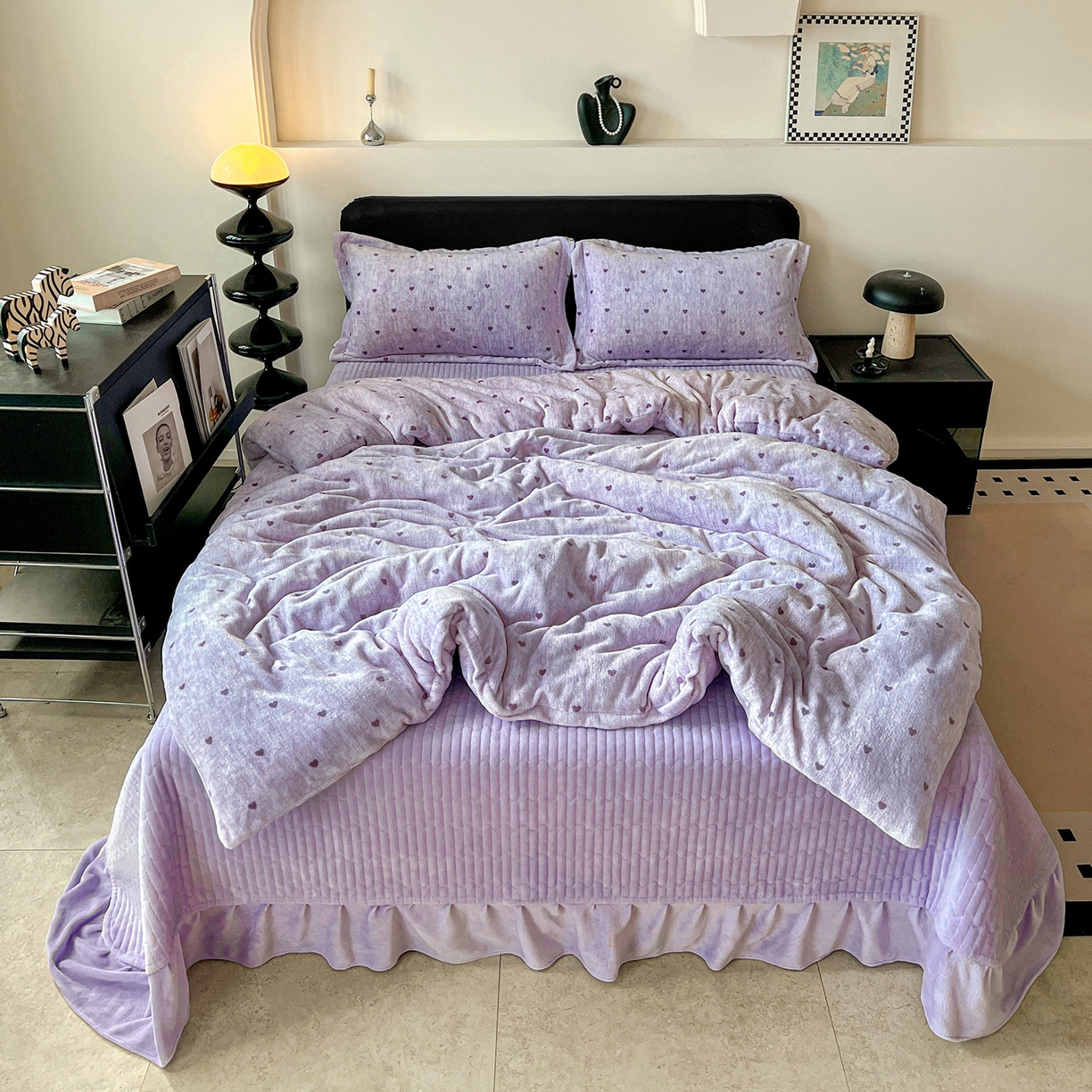 91家纺网 家纺一手货源 找家纺 （总）梦莱斯 2025新款亲肤舒适双面牛奶绒床盖款四件套