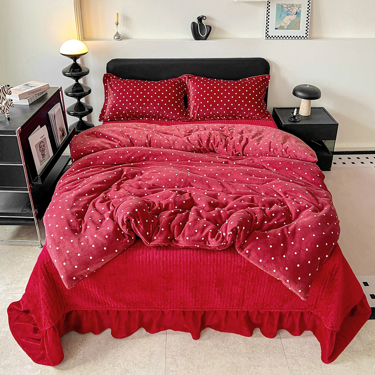 91家纺网 家纺一手货源 找家纺 （总）梦莱斯 2025新款亲肤舒适双面牛奶绒床盖款四件套