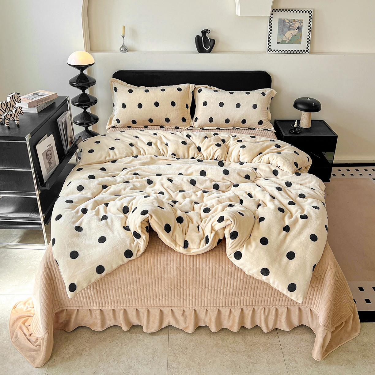 91家纺网 家纺一手货源 找家纺 （总）梦莱斯 2025新款亲肤舒适双面牛奶绒床盖款四件套