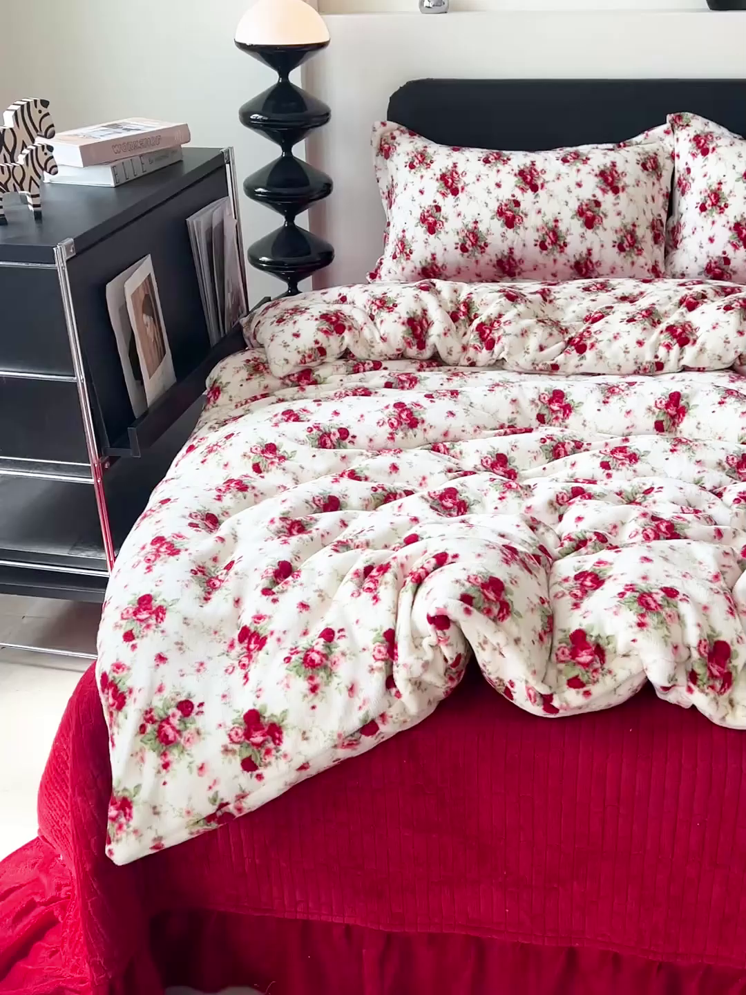 91家纺网 家纺一手货源 找家纺 梦莱斯 2025新款亲肤舒适双面牛奶绒床盖款四件套 胭脂