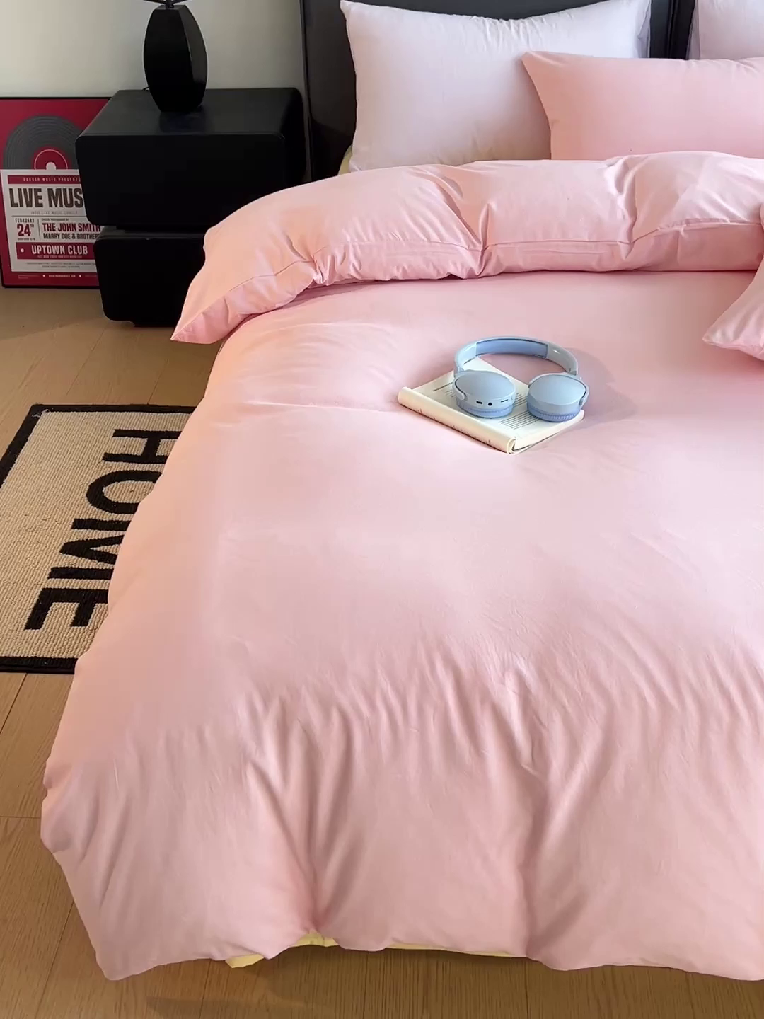 91家纺网 家纺一手货源 找家纺 （总）凯洛奇 2025新款ins北欧风水洗棉柔软褶皱纯色被套四件套