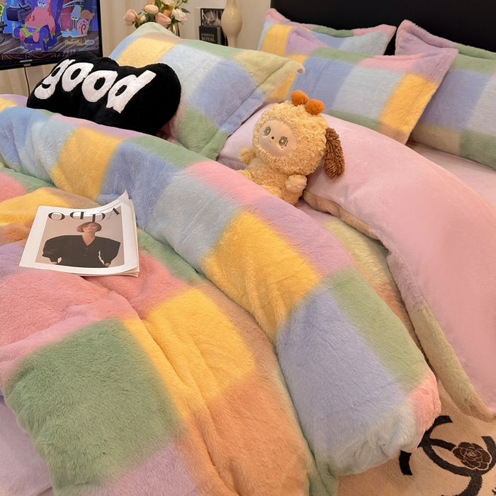 91家纺网 家纺一手货源 找家纺 （总）仟网汇 2025新款兔毛绒印花四件套