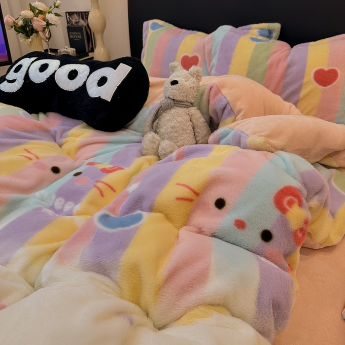 91家纺网 家纺一手货源 找家纺 仟网汇 2025新款兔毛绒印花四件套 小淘气