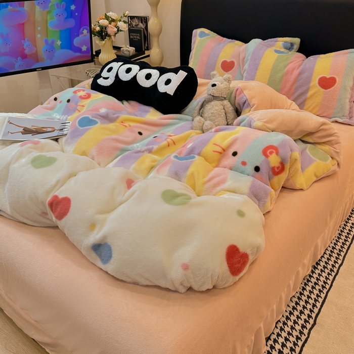 91家纺网 家纺一手货源 找家纺 仟网汇 2025新款兔毛绒印花四件套 小淘气