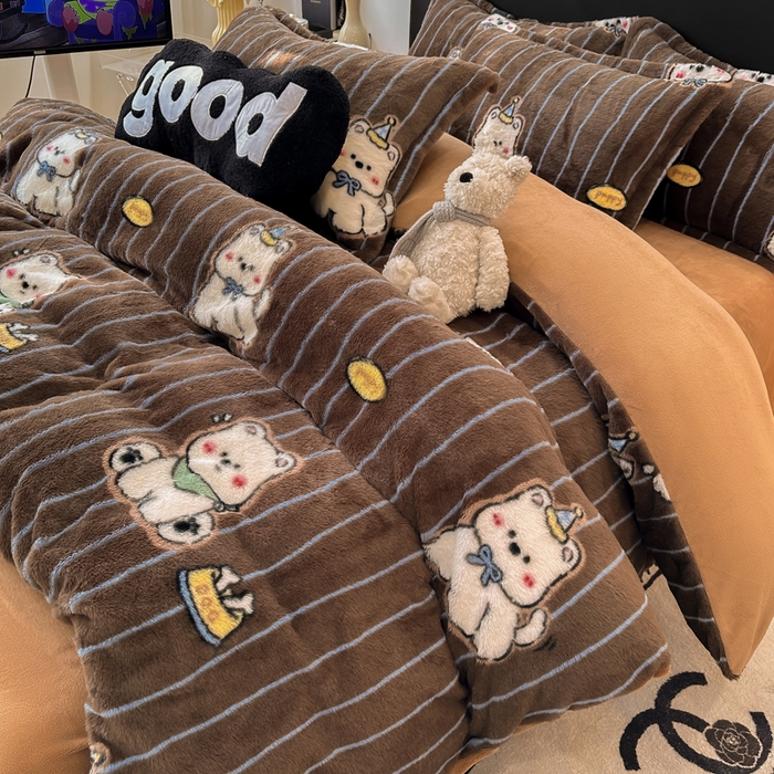 仟网汇 2025新款兔毛绒印花四件套 可爱多